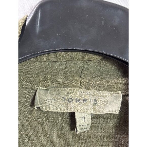 Vintage Y2K Torrid Olive Green Lightweight Open Front Jacket 1(US 1X) - Picture 4 of 7
